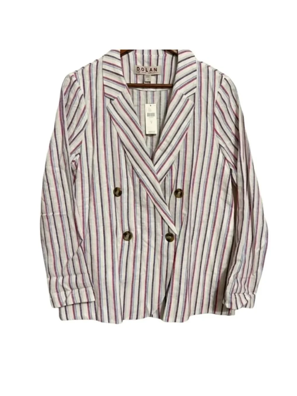 Dolan Left Coast Collection Antropologie Blazer Striped Linen Double-breasted XL
